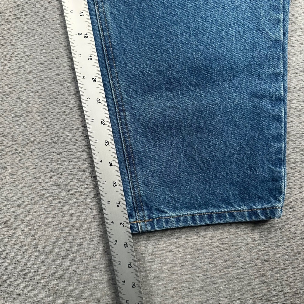 Carhartt Jeans Mens 35x28 Relaxed Fit Blue Denim Casual Work B17 DST Tapered Leg - Picture 6 of 10